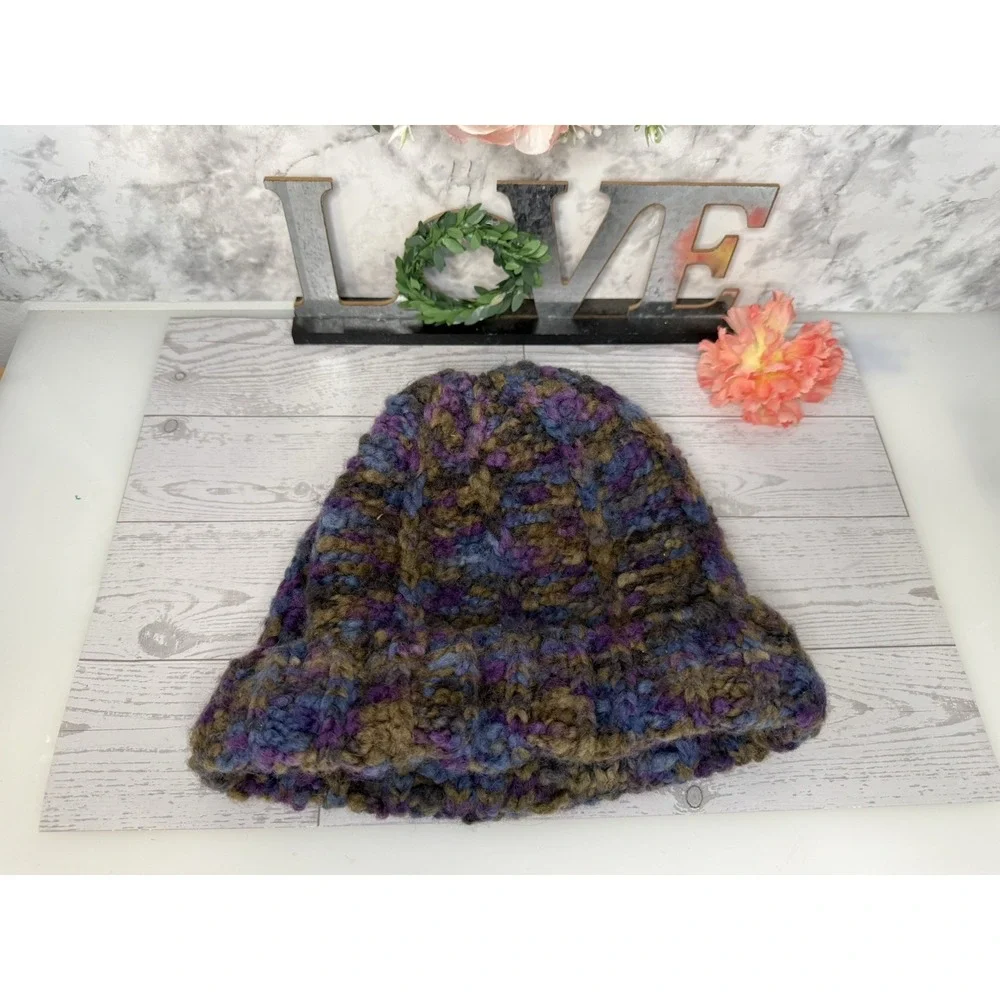 Cappellificio Fiorentino Wool‎ Blend Purple Knitted Beanie Hat Made In Italy EUC